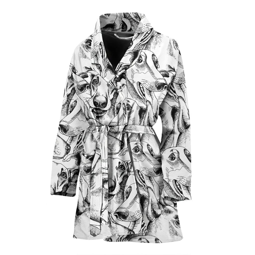 Greyhound Pattern Print Design 01 Women's Bathrobe