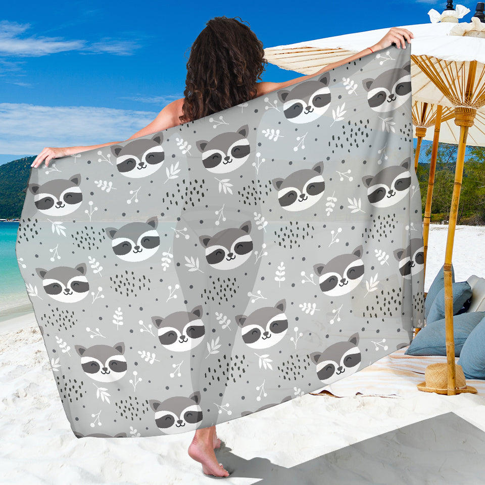Cute Raccoons Leaves Dot Sarong
