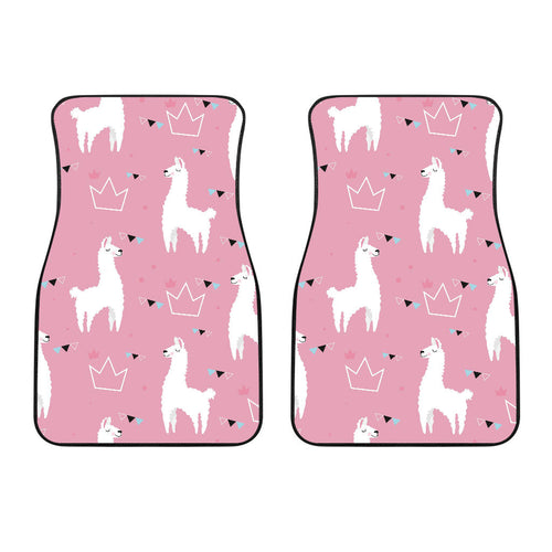 Llama Alpaca Pink Background Front Car Mats