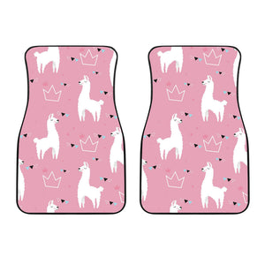 Llama Alpaca Pink Background Front Car Mats