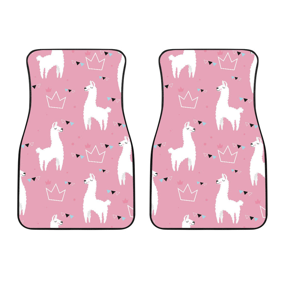 Llama Alpaca Pink Background Front Car Mats