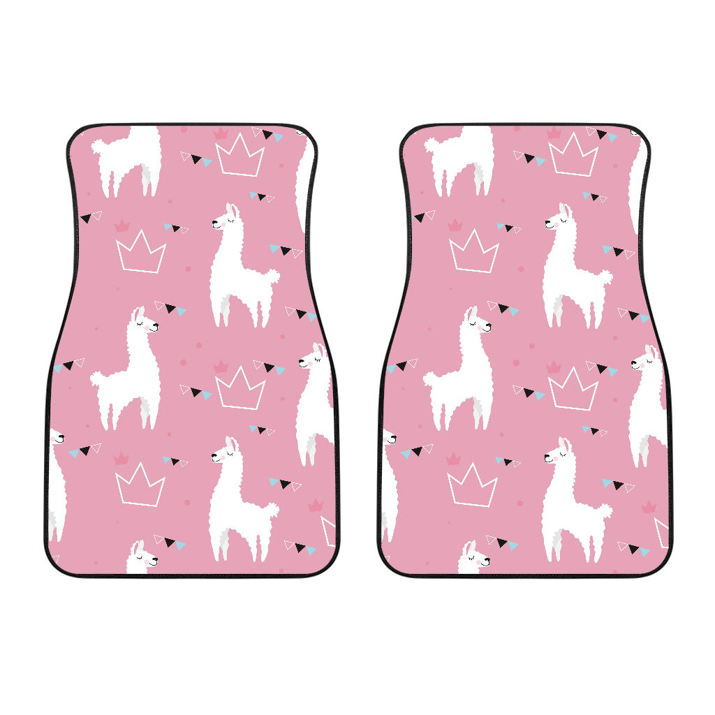 Llama Alpaca Pink Background Front Car Mats