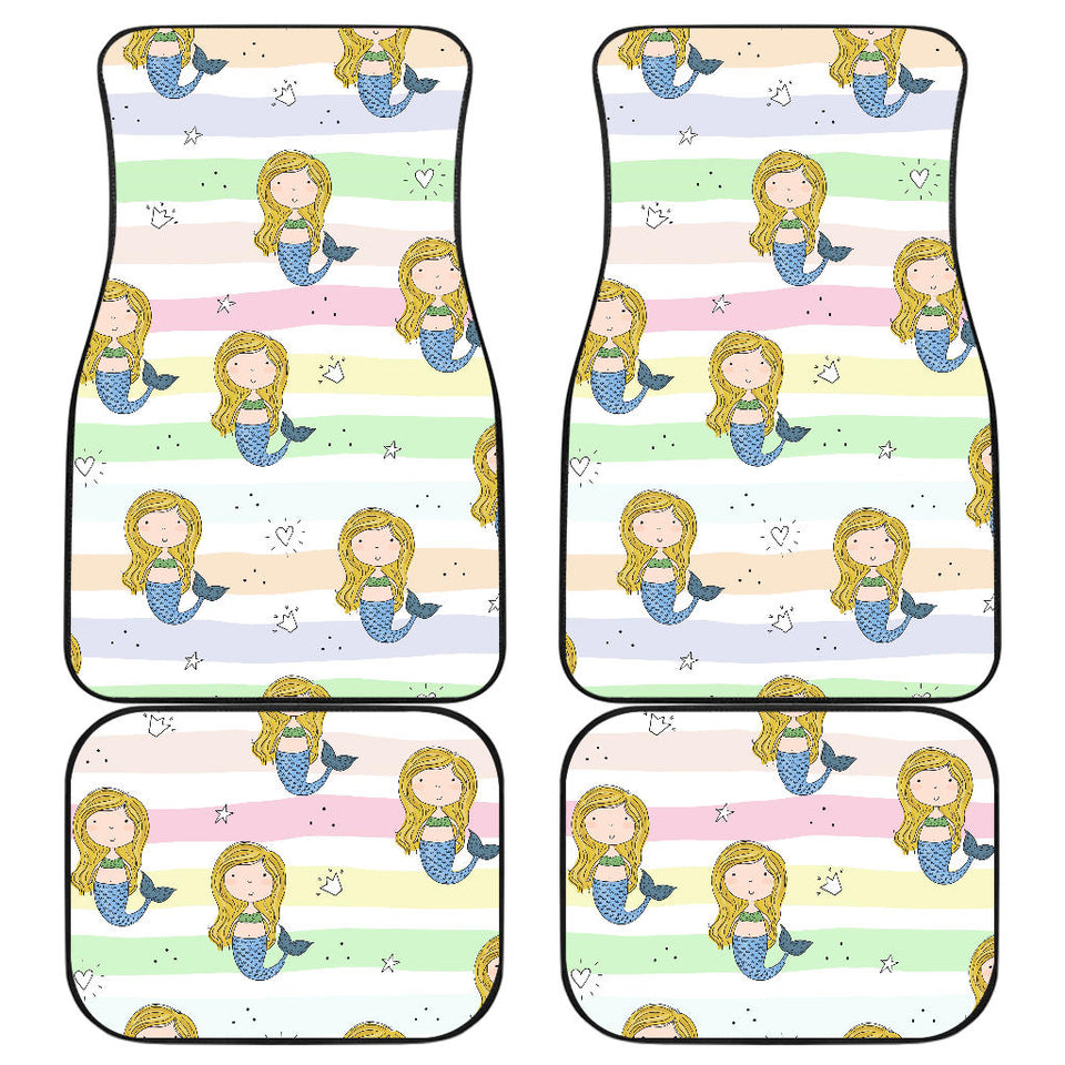 Cute Hand Drawn Mermaid Front And Back Car Mats