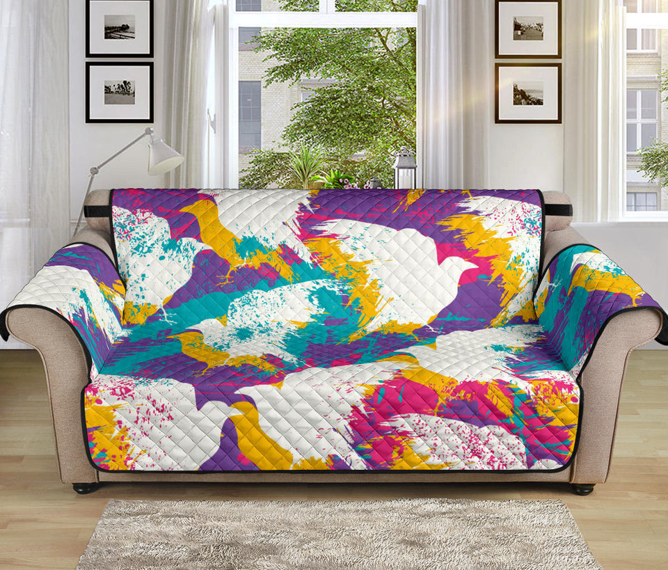 Colorful crow illustration pattern Sofa Cover Protector