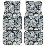 Sugar Skull Black White Pattern Front And Back Car Mats