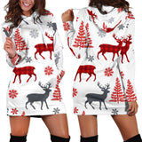 Deer Tree Snowflakes Chrismas Pattern Women'S Hoodie Dress