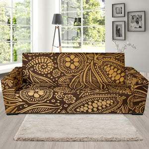 Cocoa Beans Tribal Polynesian Pattern Background Sofa Slipcover