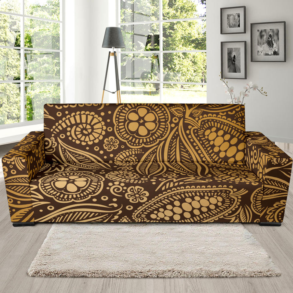 Cocoa Beans Tribal Polynesian Pattern Background Sofa Slipcover