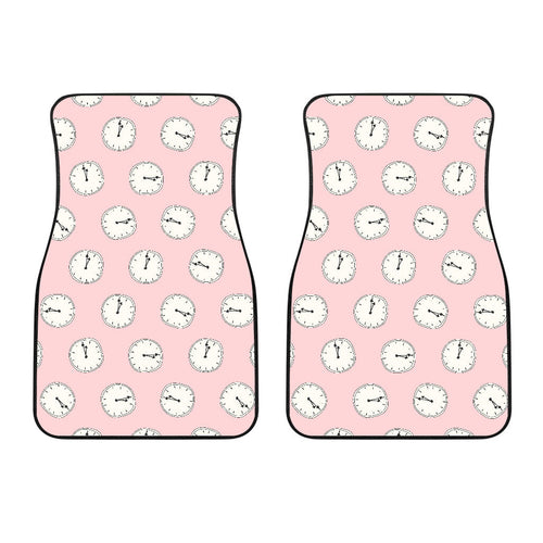 Clock Pattern Pink Blackground Front Car Mats
