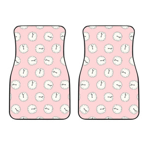 Clock Pattern Pink Blackground Front Car Mats