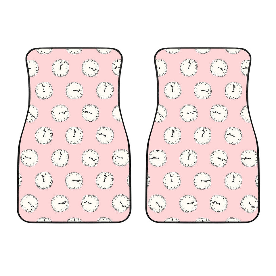 Clock Pattern Pink Blackground Front Car Mats