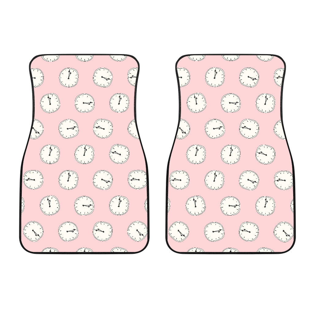 Clock Pattern Pink Blackground Front Car Mats