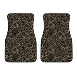 Luxurious Gold Lotus Waterlily Black Background Front Car Mats