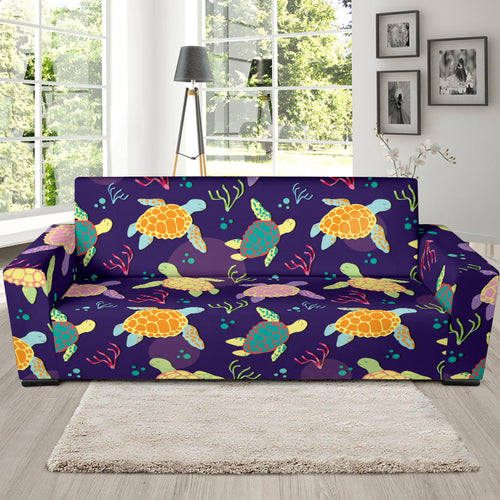 Colorful Sea Turtle Pattern Sofa Slipcover