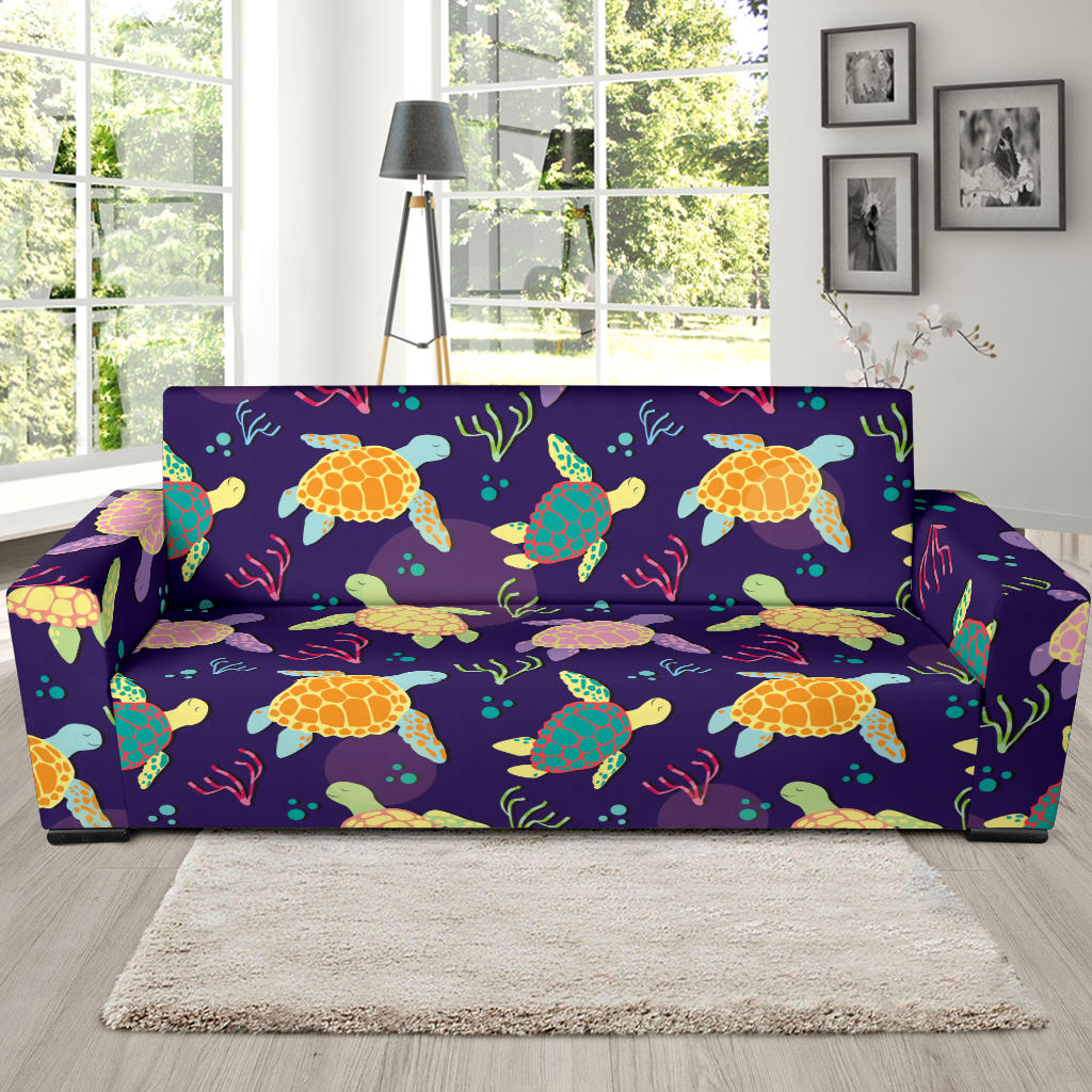 Colorful Sea Turtle Pattern Sofa Slipcover