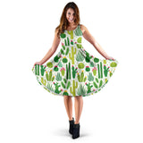 Cactus Pattern Sleeveless Midi Dress