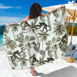 Monkey Sloth Lemur Palm Trees Pattern Sarong