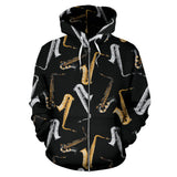 Saxophone Design Pattern Zip Up Hoodie