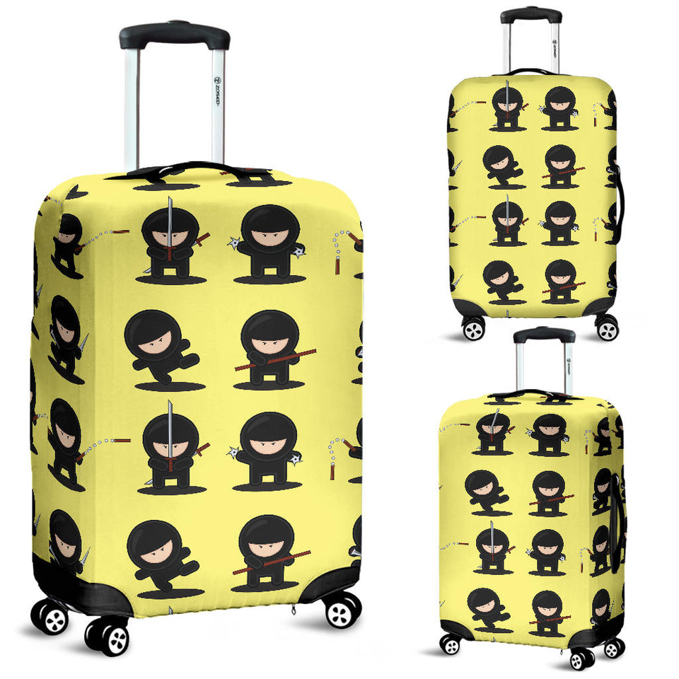 Cute Ninja Yellow Background Luggage Covers