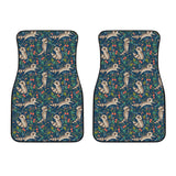 Raccoon Tropical Leaves Pattern Front Car Mats