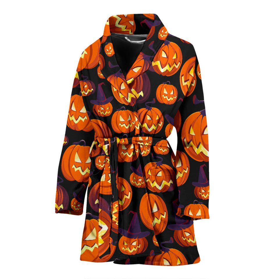 Halloween Pumpkin Pattern Women'S Bathrobe
