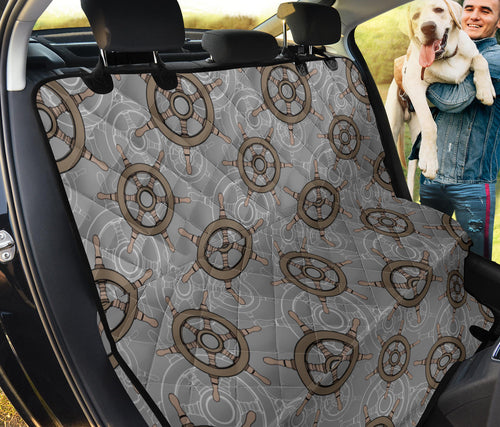 Nautical Wood Steering Wheel Pattern Dog Car Seat Covers
