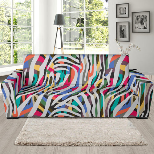Colorful Zebra Skin Pattern Sofa Slipcover