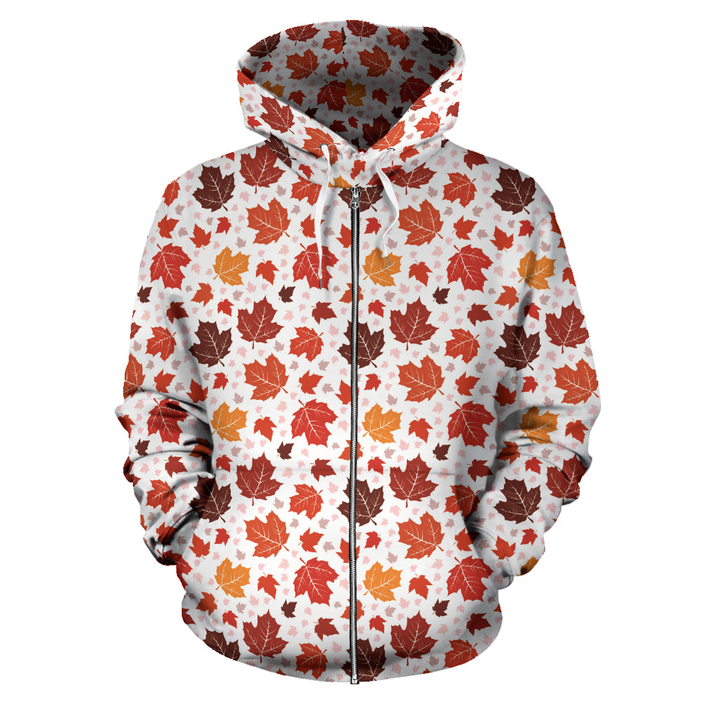 Colorful Maple Leaf Pattern Zip Up Hoodie