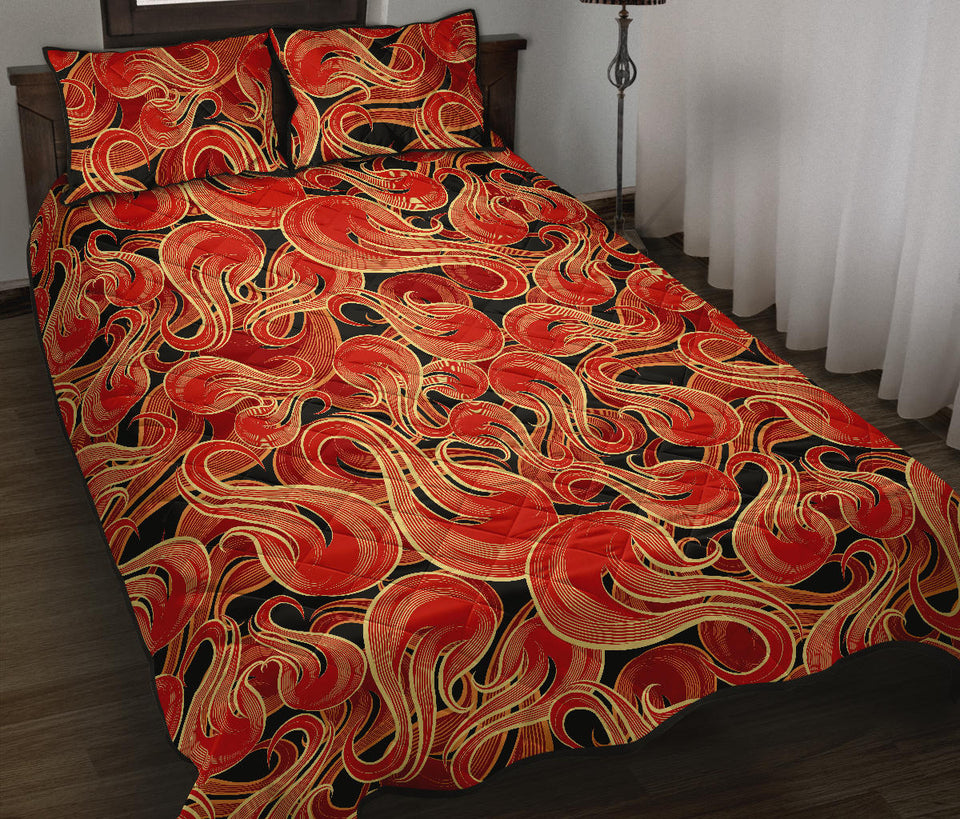Fire flame pattern Quilt Bed Set