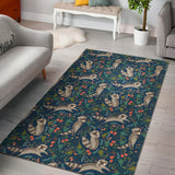 Raccoon Tropical Leaves Pattern Area Rug
