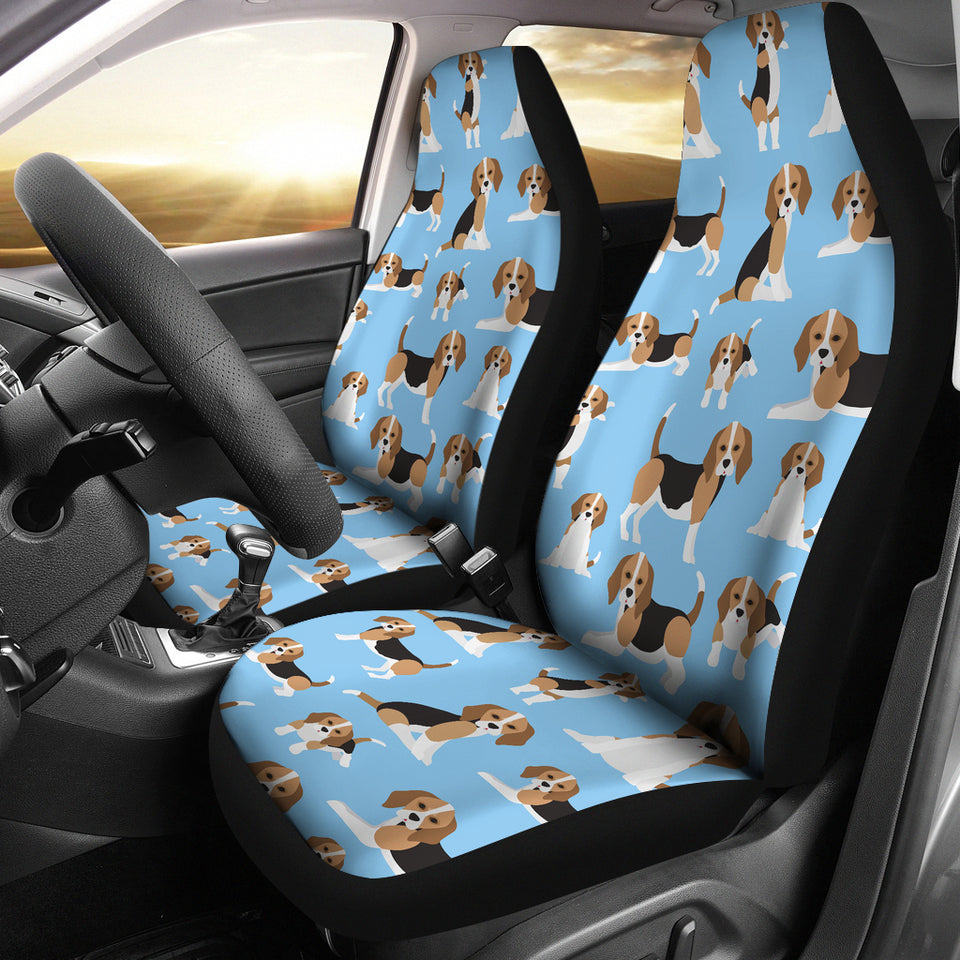 Beagle Dog Blue Background Pattern  Universal Fit Car Seat Covers
