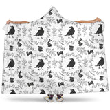 Crows Floral Wreath Rabbit Pattern Hooded Blanket