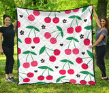 Cherry Pattern White Background Premium Quilt