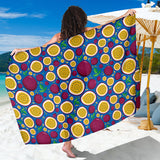 Passion Fruit Blue Background Sarong