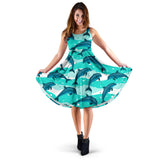 Dolphin Sea Pattern Sleeveless Midi Dress