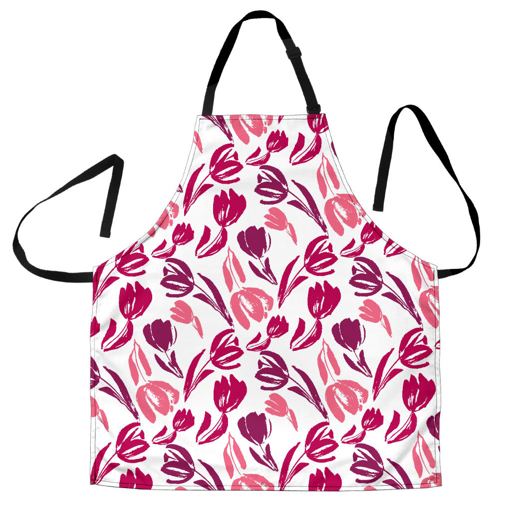 Pink Sketch Tulip Pattern Adjustable Apron