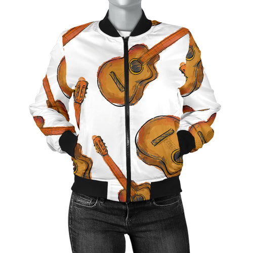 Paint Guitar Pattern Women'S Bomber Jacket