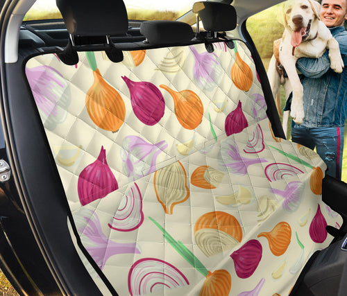 Onion Garlic White Red Pattern Dog Car Seat Covers