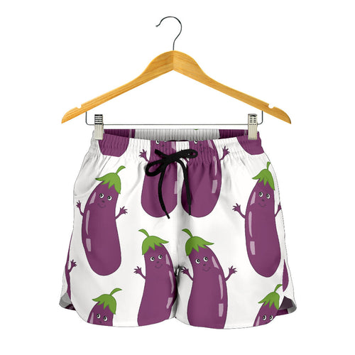 Eggplant Pattern Print Design 01 Women Shorts