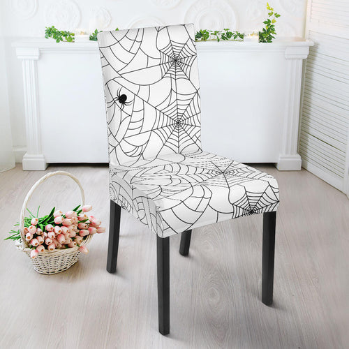 Spider Web Cobweb Pattern White Background Dining Chair Slipcover