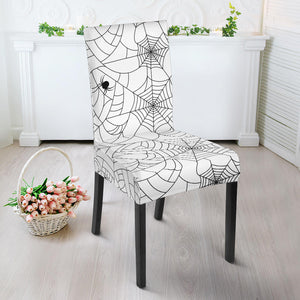 Spider Web Cobweb Pattern White Background Dining Chair Slipcover