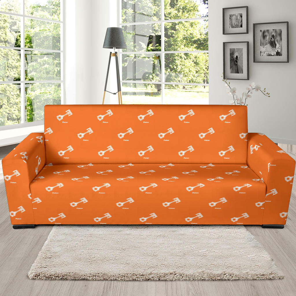 Engine Piston Orange Background Pattern Print Design 05 Sofa Slipcover
