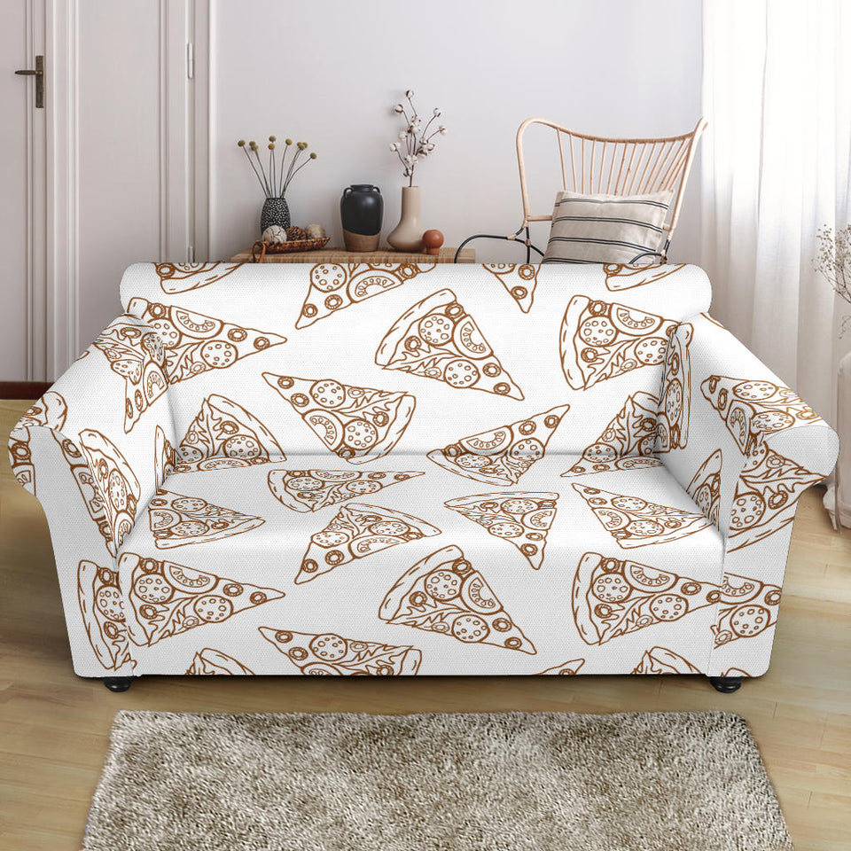 Hand Drawn Pizza Pattern Loveseat Couch Slipcover