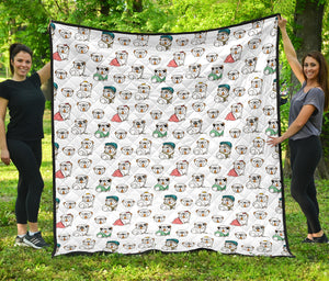 English Bulldog Pattern Print Design 03 Premium Quilt