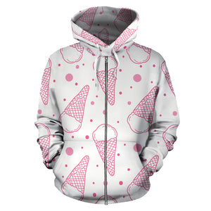 Hand Drawn Ice Cream Pattern Zip Up Hoodie