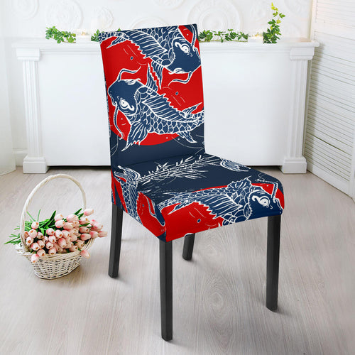 Koi Fish Carp Fishs Hand Drawn Japanese Art Dining Chair Slipcover