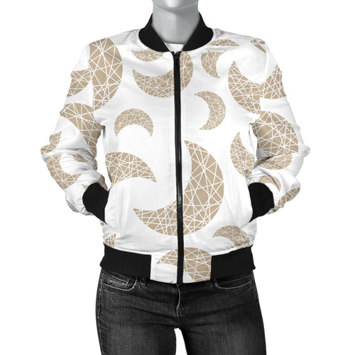 Cool Gold Moon Abstract Pattern Women'S Bomber Jacket