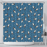 Cute Boston Terrier Dog Spattern Shower Curtain Fulfilled In US