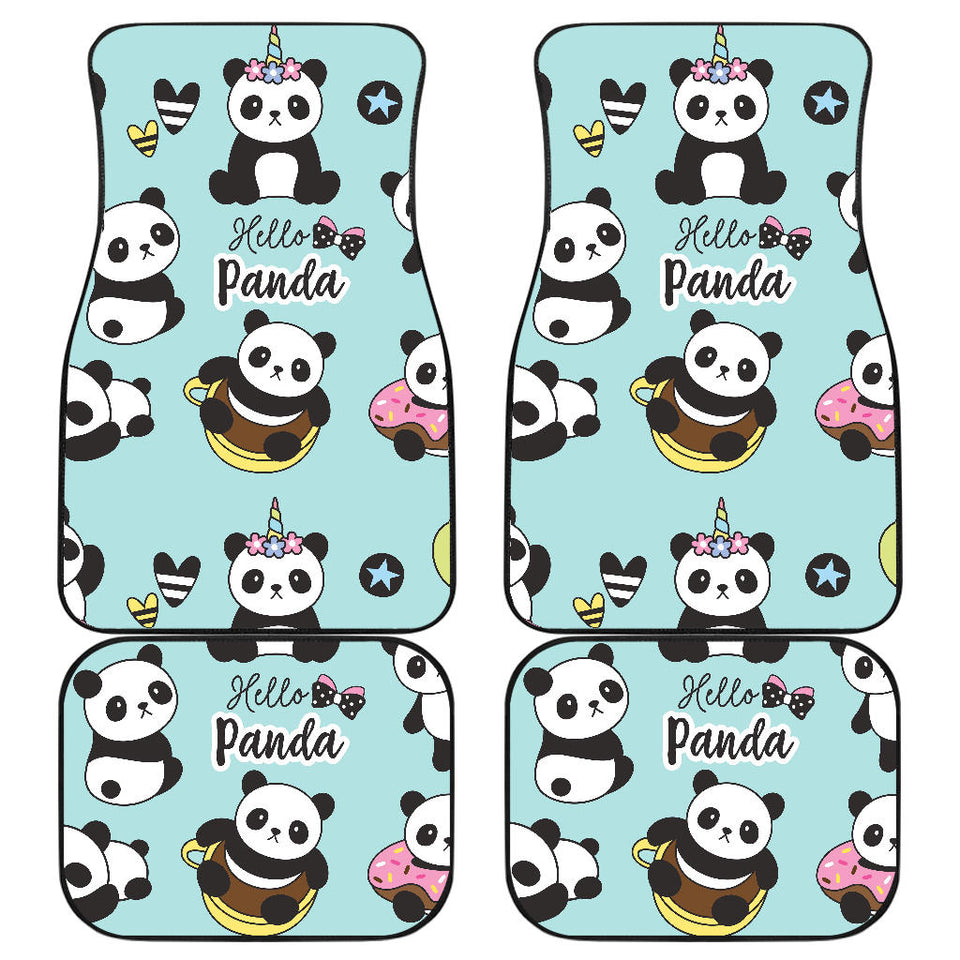 Cute Baby Panda Pattern Front And Back Car Mats