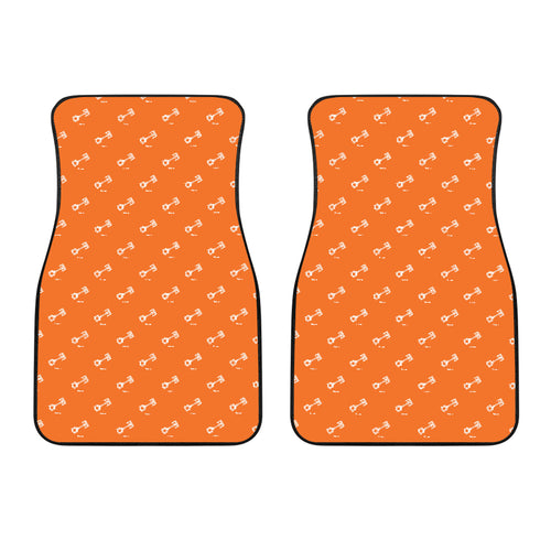 Engine Piston Orange Background Pattern Print Design 05 Front Car Mats